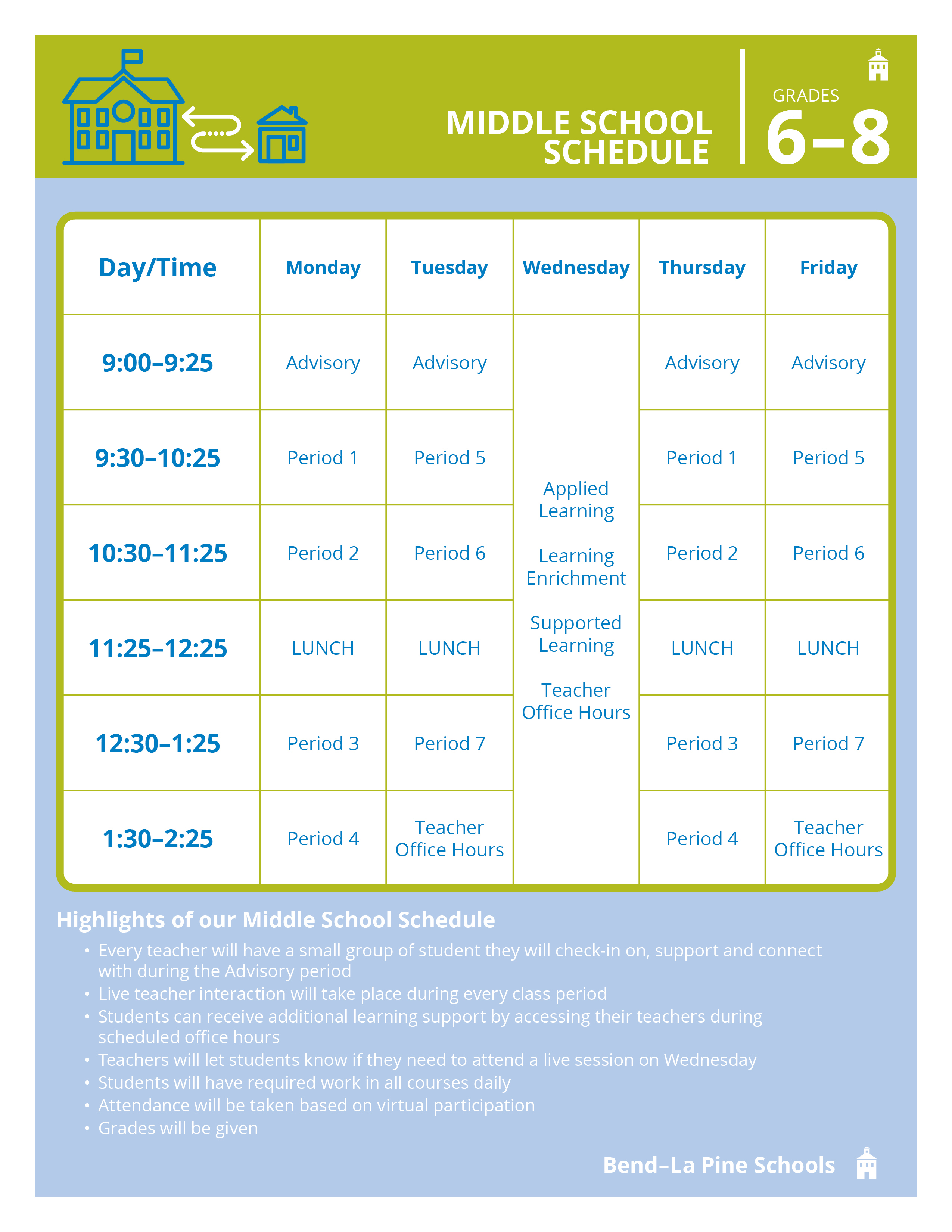 BendLa Pine Schools Daily Schedules Released