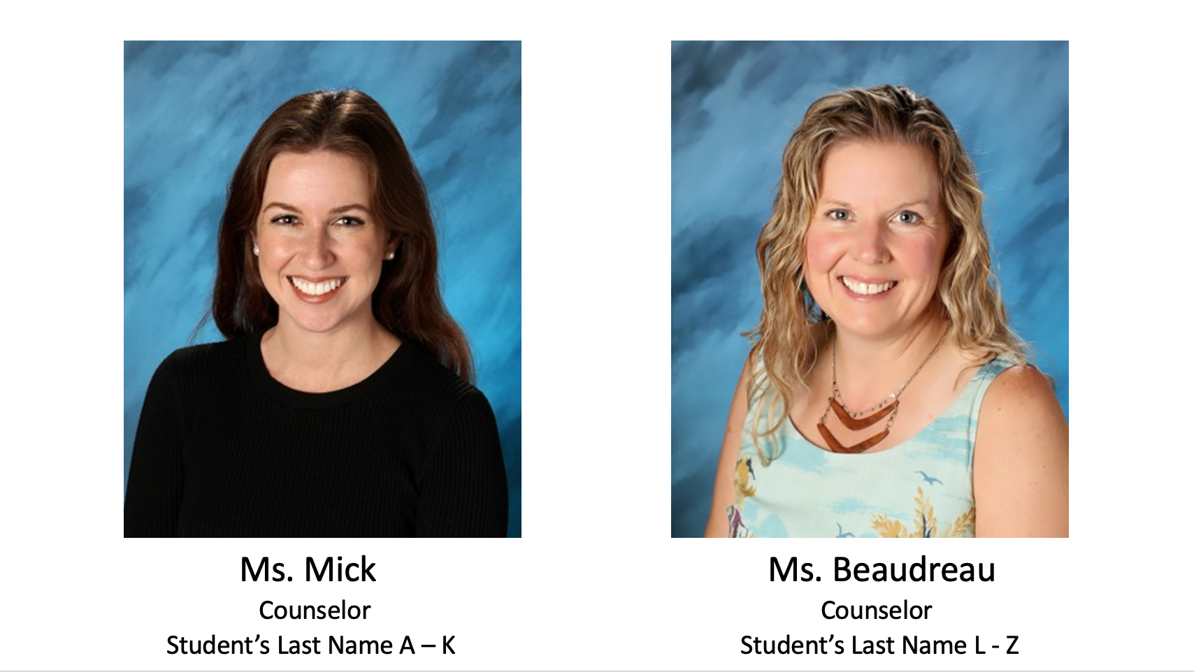 Staff Photos of Ms. Mick and Ms. Beadreau