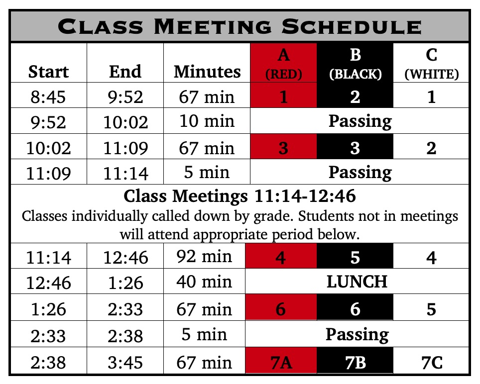 BendLa Pine Schools Special ScheduleClass Meetings