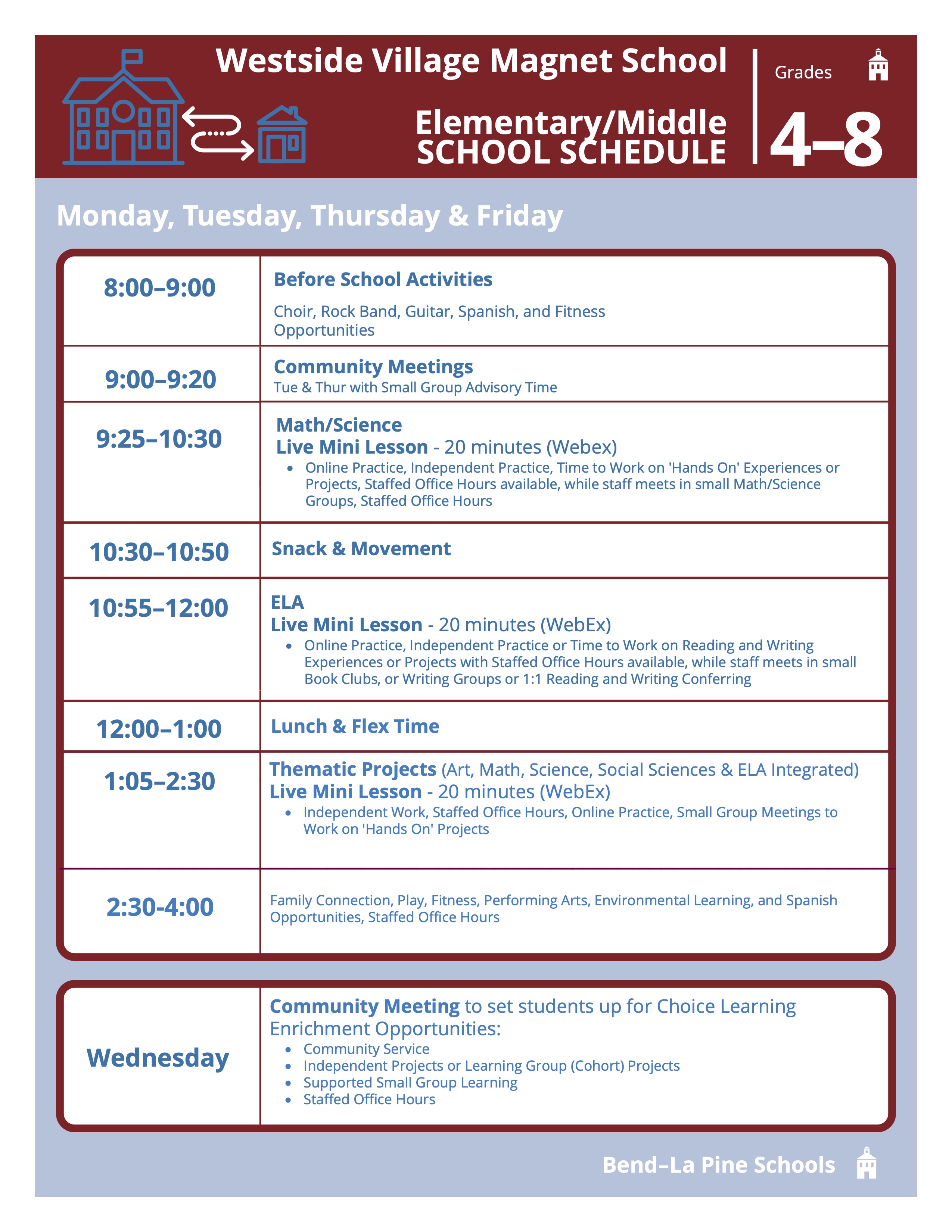 BendLa Pine Schools Westside Village CDL Daily Schedules Released