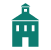 Small green schoolhouse icon