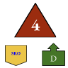 Burgundy triangle #4 SRO badge green D