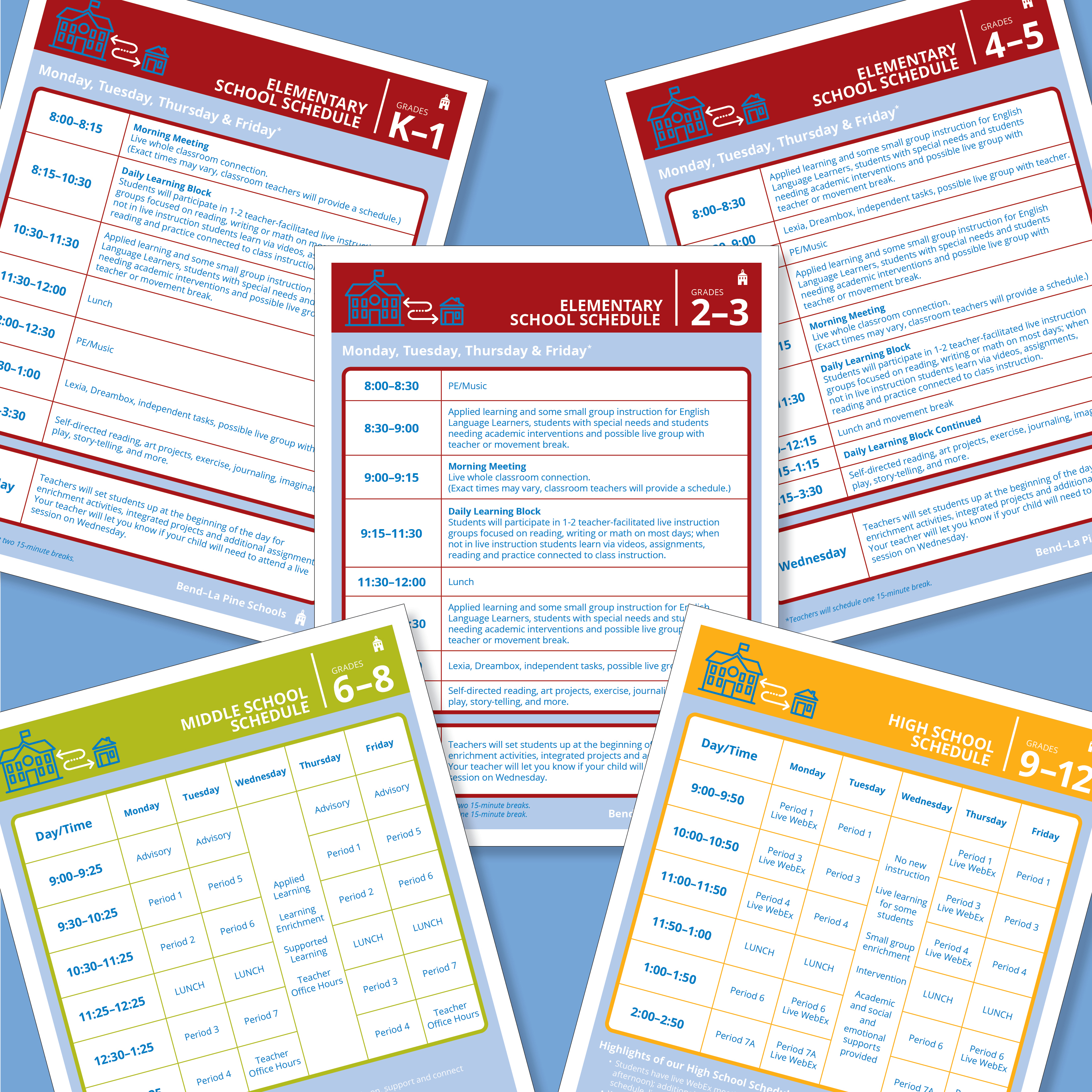 schedules at a glance