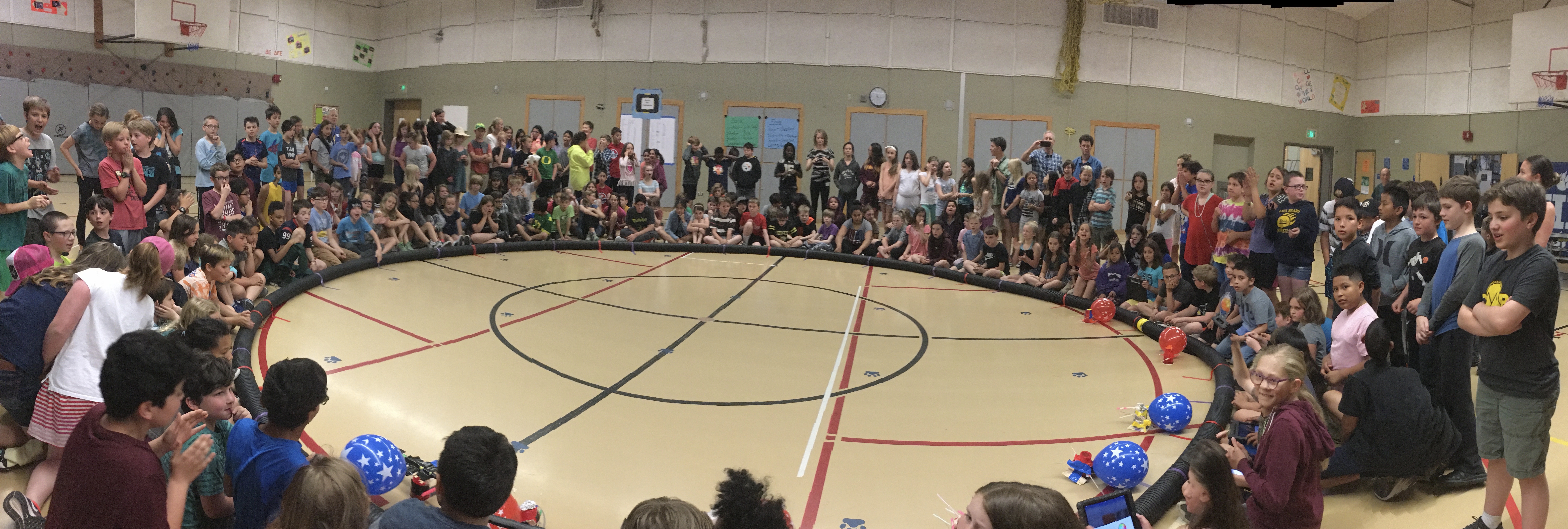 Students watching Battle Bots