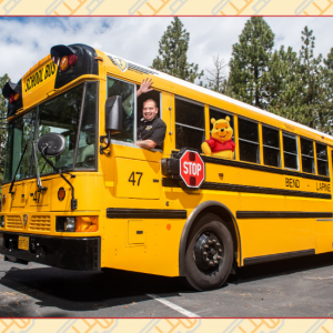 Winnie the Pooh Welcomes New Bus Riders